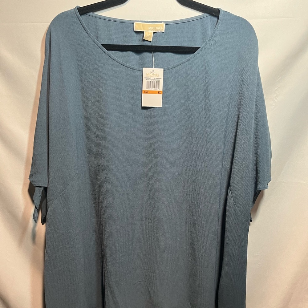 MICHAEL Michael Kors Dusty Blue Scoop Neck Tunic Top